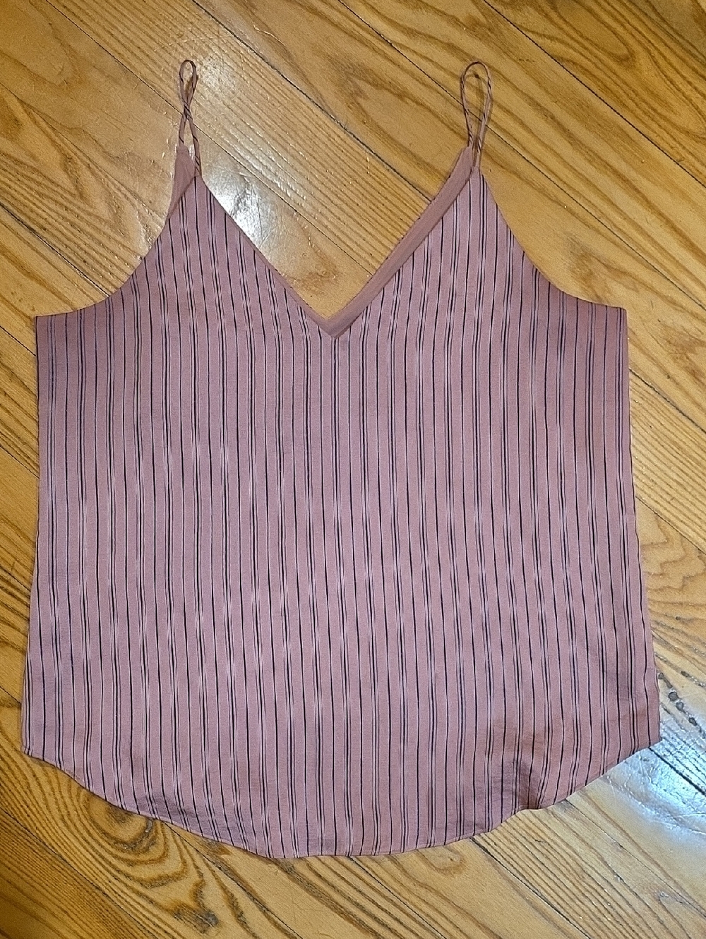 Express Dusty Mauve Vertical-Stripe V-Neck Spaghetti Strap Cami